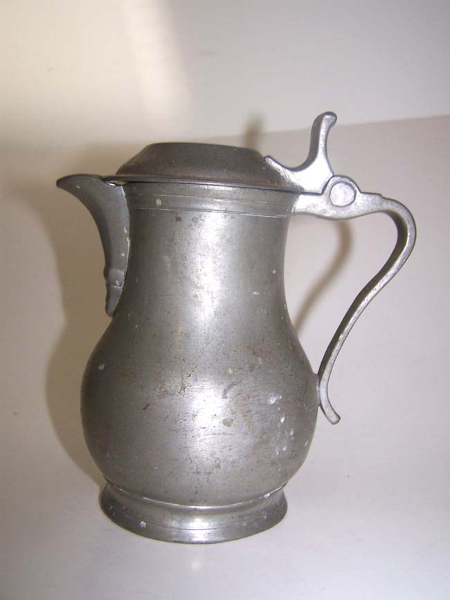 An Antique French Pewter Ale Jug stamped "Lefebvre A Lille" circa 1800